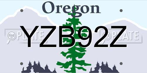 YZB92Z Oregon License Plate