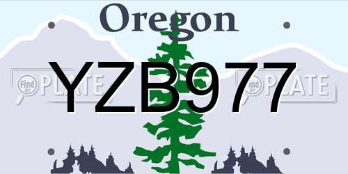 YZB977 Oregon License Plate