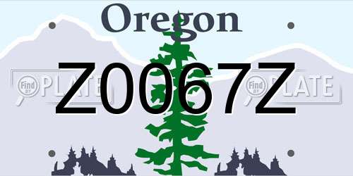 Z0067Z Oregon License Plate
