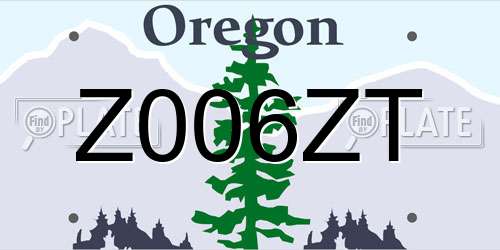 Z006ZT Oregon License Plate