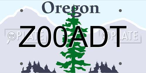 Z00ADT Oregon License Plate