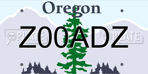 Z00ADZ Oregon License Plate