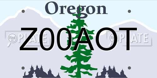 Z00AOT Oregon License Plate