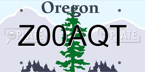 Z00AQT Oregon License Plate