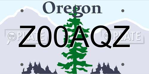 Z00AQZ Oregon License Plate