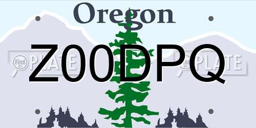 Z00DPQ Oregon License Plate