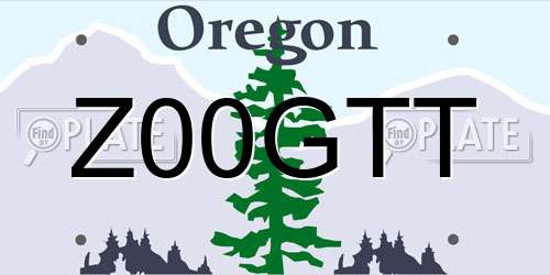 Z00GTT Oregon License Plate
