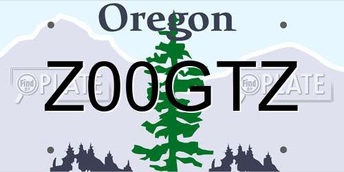 Z00GTZ Oregon License Plate