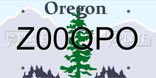 Z00QPO Oregon License Plate