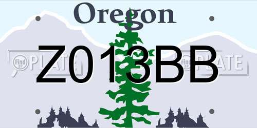 Z013BB Oregon License Plate