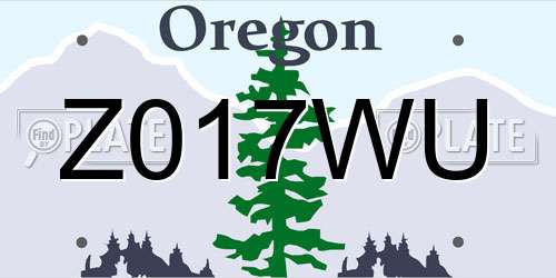 Z017WU Oregon License Plate