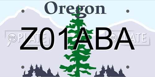 Z01ABA Oregon License Plate