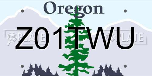 Z01TWU Oregon License Plate