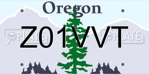 Z01VVT Oregon License Plate
