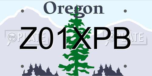 Z01XPB Oregon License Plate