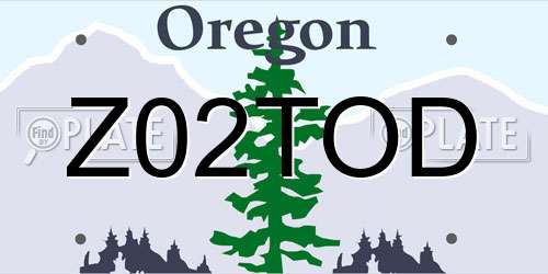 Z02TOD Oregon License Plate