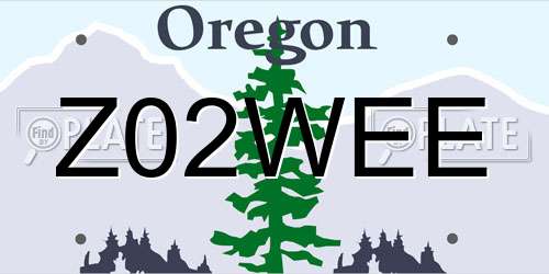 Z02WEE Oregon License Plate