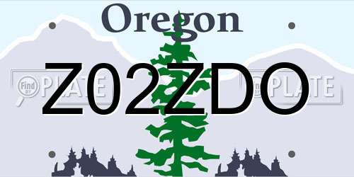 Z02ZDO Oregon License Plate