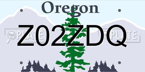 Z02ZDQ Oregon License Plate