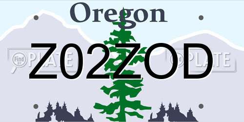 Z02ZOD Oregon License Plate