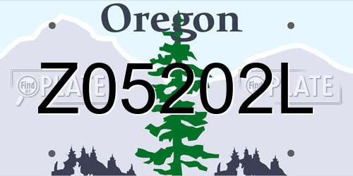 Z05202L Oregon License Plate
