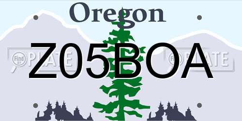 Z05BOA Oregon License Plate