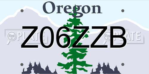 Z06ZZB Oregon License Plate