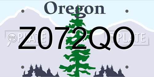 Z072QO Oregon License Plate
