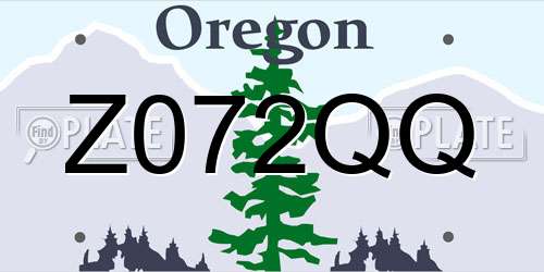 Z072QQ Oregon License Plate