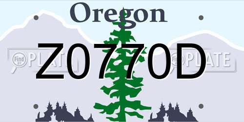 Z0770D Oregon License Plate