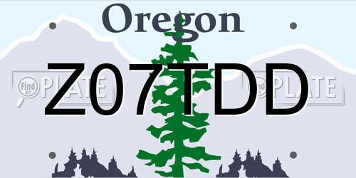 Z07TDD Oregon License Plate