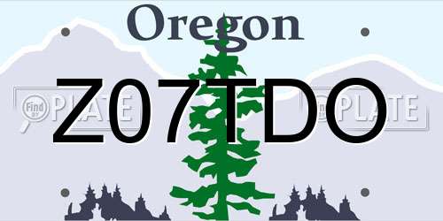 Z07TDO Oregon License Plate