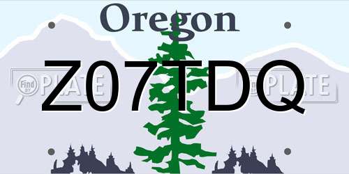 Z07TDQ Oregon License Plate