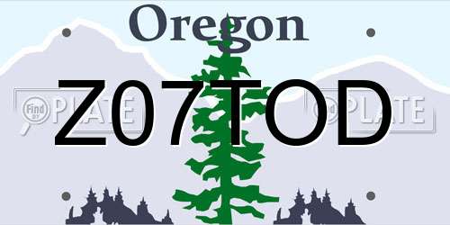 Z07TOD Oregon License Plate