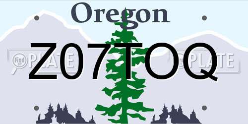 Z07TOQ Oregon License Plate