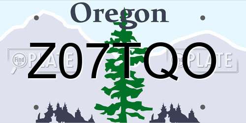 Z07TQO Oregon License Plate