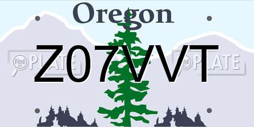 Z07VVT Oregon License Plate