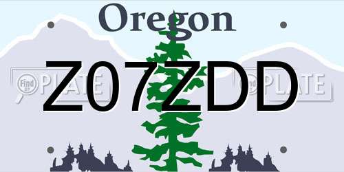 Z07ZDD Oregon License Plate