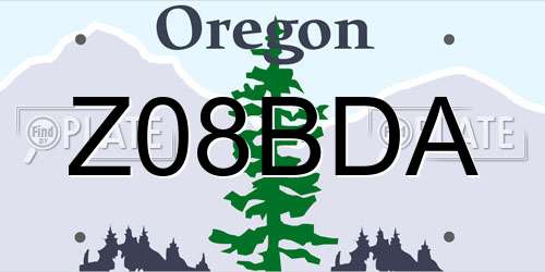 Z08BDA Oregon License Plate