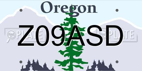Z09ASD Oregon License Plate