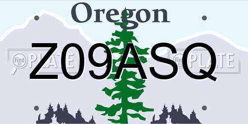 Z09ASQ Oregon License Plate