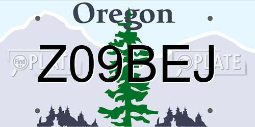 Z09BEJ Oregon License Plate
