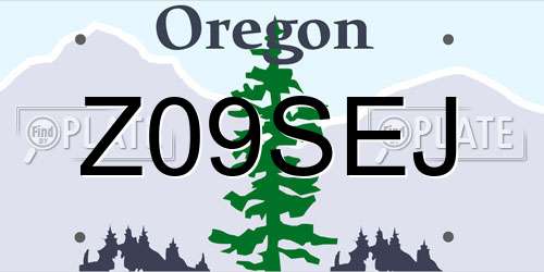 Z09SEJ Oregon License Plate