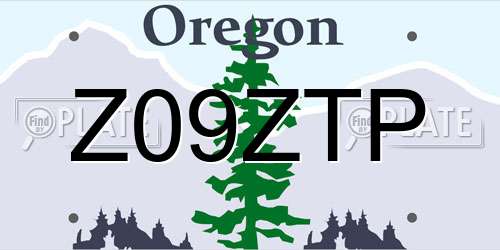 Z09ZTP Oregon License Plate