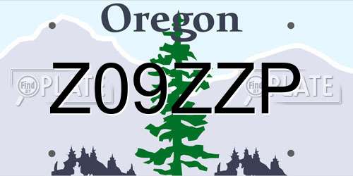 Z09ZZP Oregon License Plate
