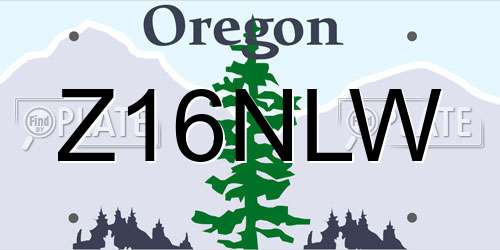 Z16NLW Oregon License Plate