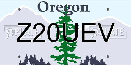 Z20UEV Oregon License Plate