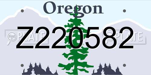 Z220582 Oregon License Plate