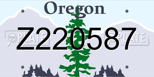Z220587 Oregon License Plate