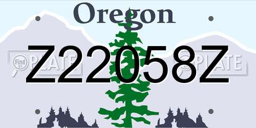 Z22058Z Oregon License Plate